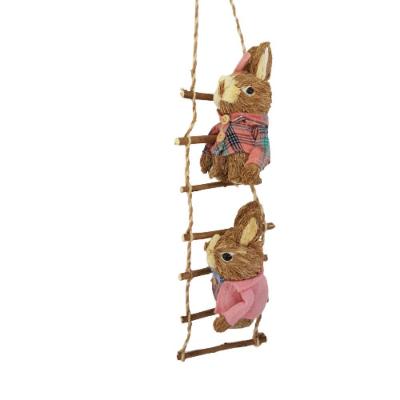 Coelhos Páscoa Em Palha Na Escada Casal