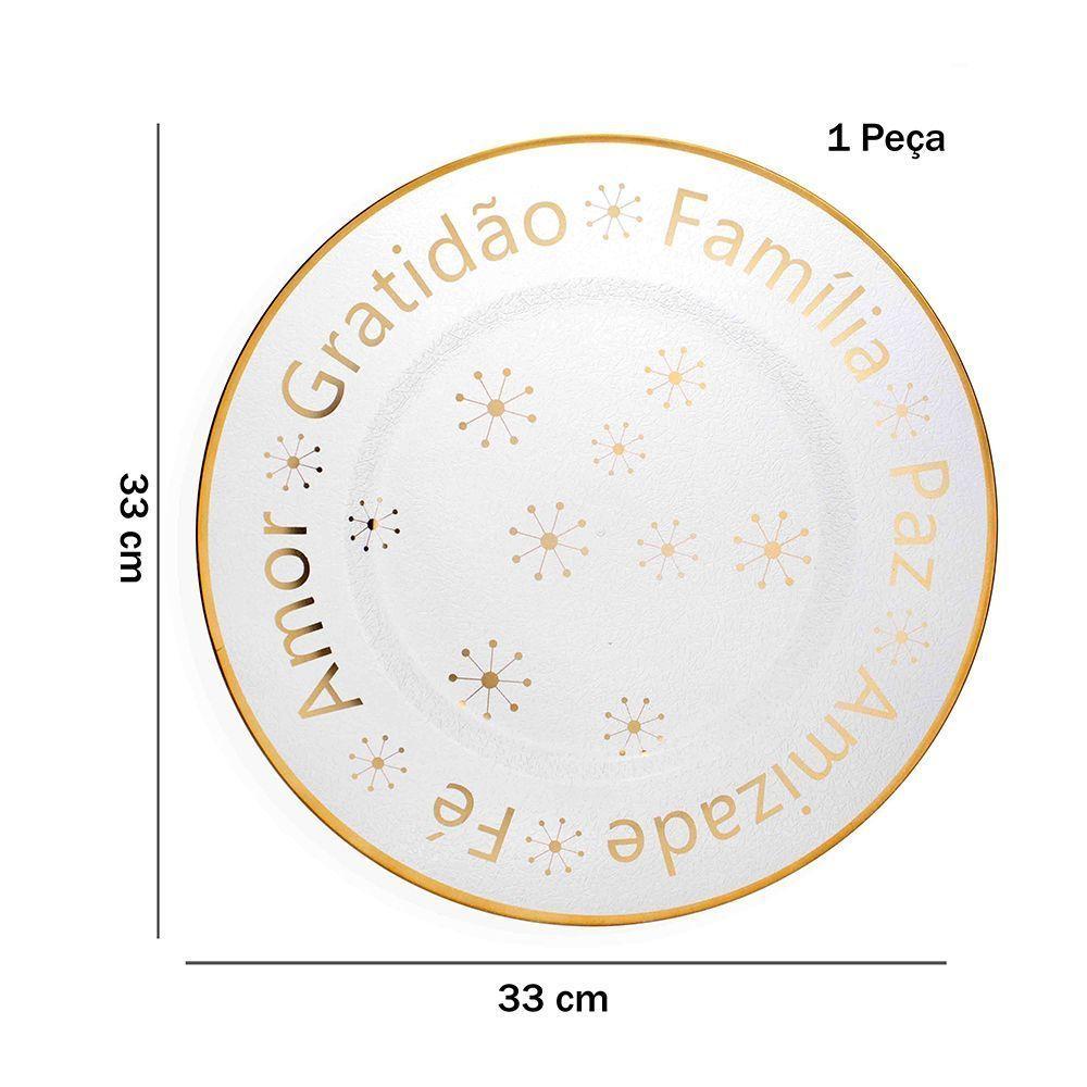 Kit 6 Sousplats De Plástico Desejos De Natal Transparente E Dourado Com Estrelas 33 Cm - D'rossi - 2