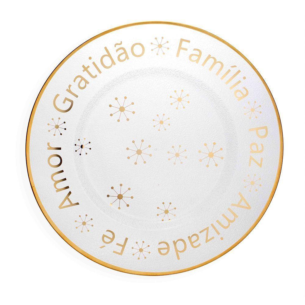 Kit 6 Sousplats De Plástico Desejos De Natal Transparente E Dourado Com Estrelas 33 Cm - D'rossi - 3