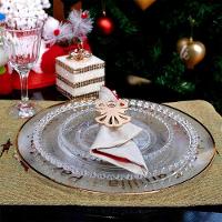 Kit 6 Sousplats De Plástico Desejos De Natal Transparente E Dourado Com Estrelas 33 Cm - D'rossi - 6