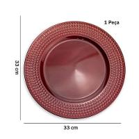 Kit 6 Sousplats De Plástico Vermelho Com Relevo Lateral 33 Cm - D'rossi - 2