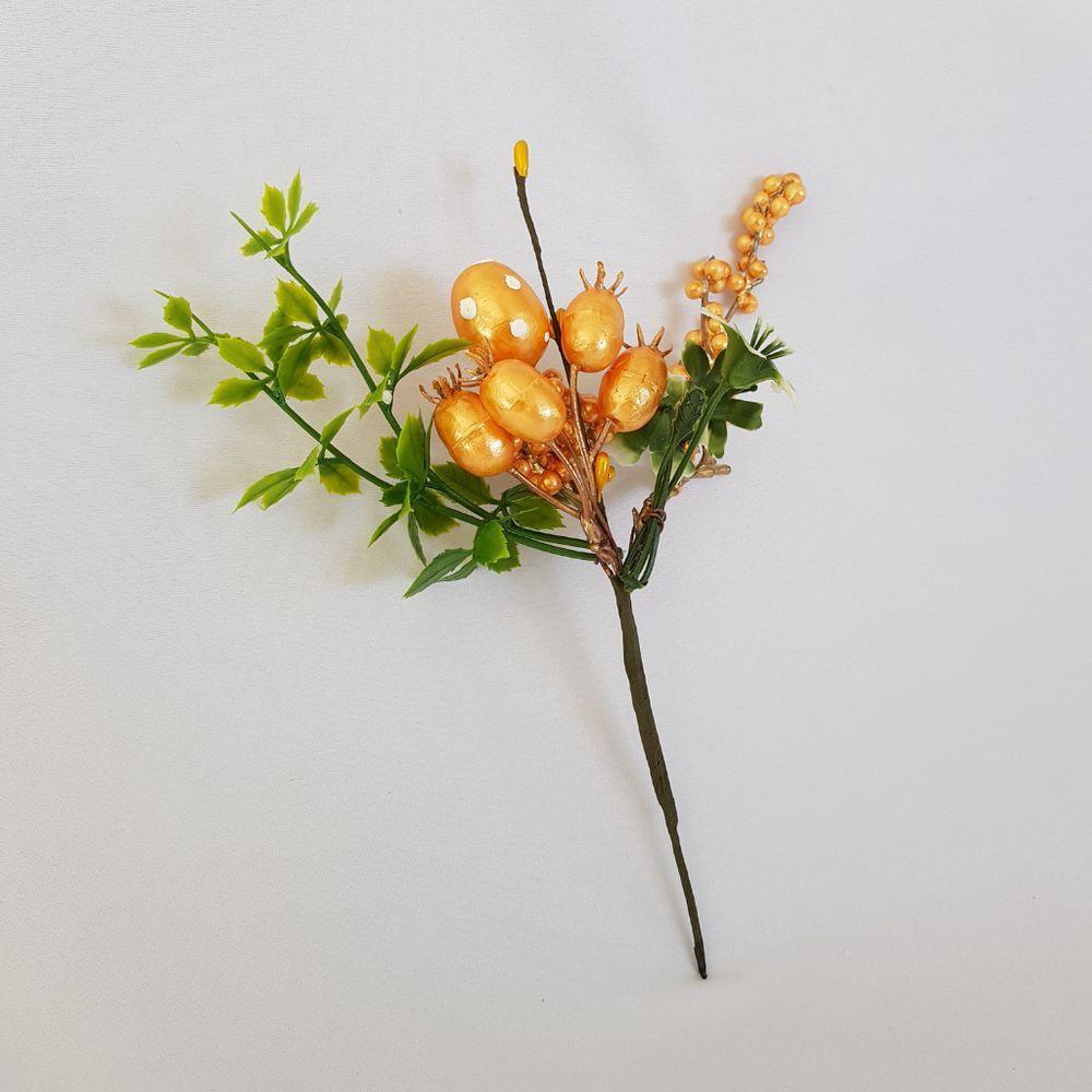 Mini Buquê Flores Artificiais Com Ovinhos 22cm - 2