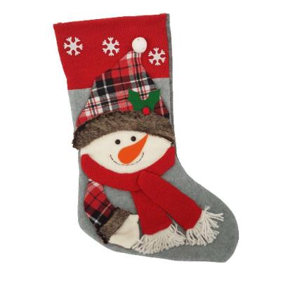 Meia De Natal Pendurar Vermelha 50cm Com Boneco De Neve 50cm De Diâmetro