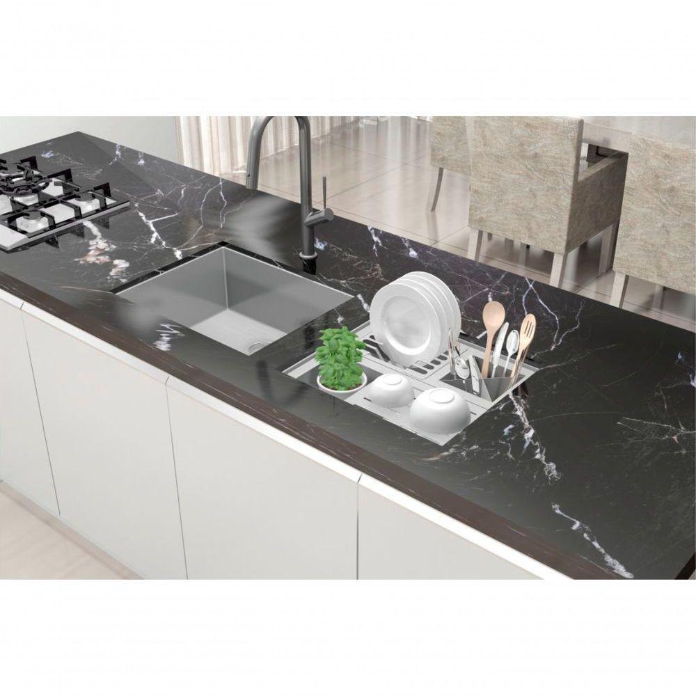 Canal úmido De Embutir Quadratino 450 Com Acessórios Aço Inox Escovado - Debacco - 2