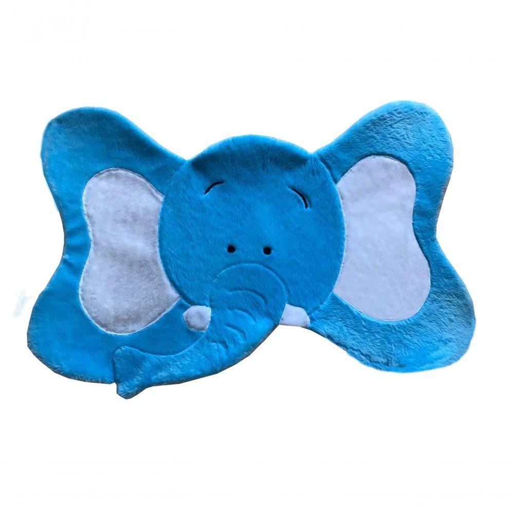 Tapete Pelúcia Elefante 1,05M X 75Cm Decorativo Quarto Infantil Base Emborrachado - Azul Turquesa - 1