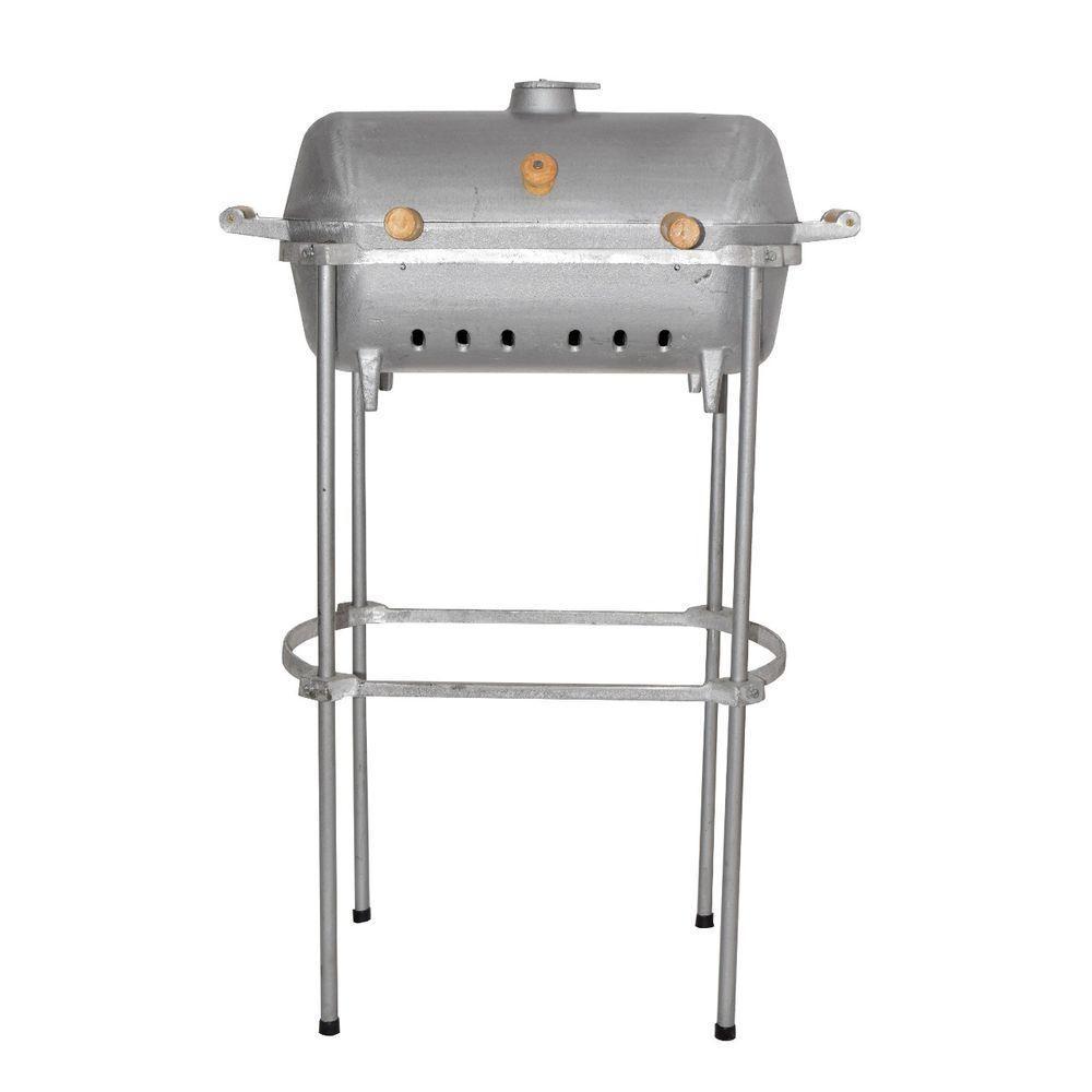 Churrasqueira Alumínio Fundido A Bafo Prata Pé E Suporte. - 3