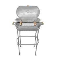 Churrasqueira Alumínio Fundido A Bafo Prata Pé E Suporte - 1