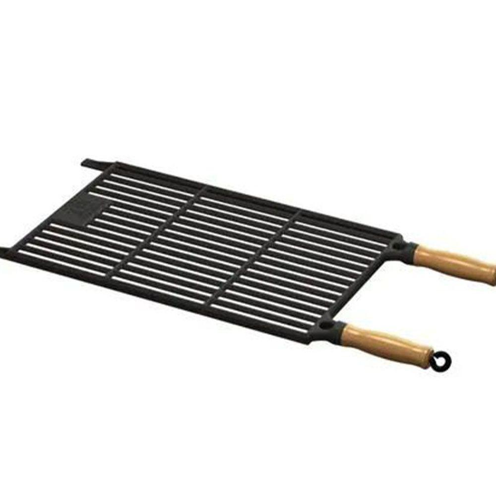 Grelha Parrilha Uruguaia Ferro Fundido Cabo Madeira 50x30cm - 1