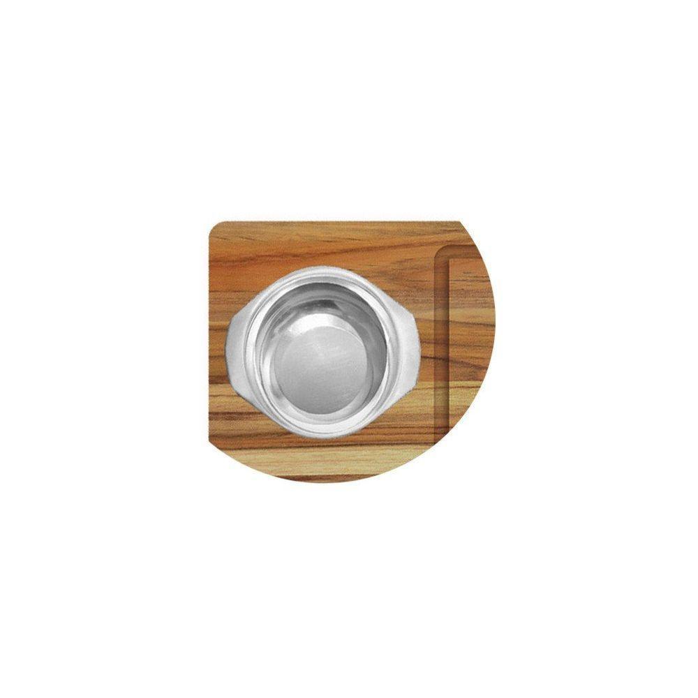 Kit Churrasco Madeira Teca Com Garfo E Faca E 2 Potes Inox - Stolf - 3