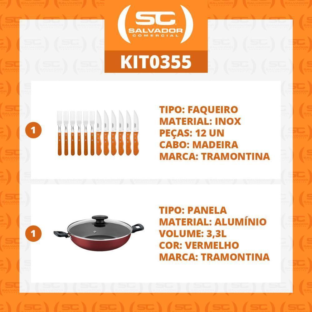 Kit - Jogo De Churrasco Inox 12 Peças Dynamic + 1 Panela Wok 3,3l 28cm Vermelha - Tramontina - 2