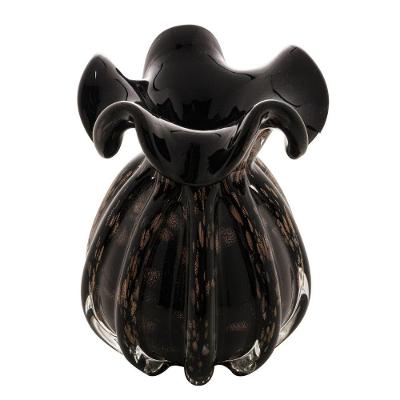 Vaso Murano Trouxinha Preto Com Rose 17cm