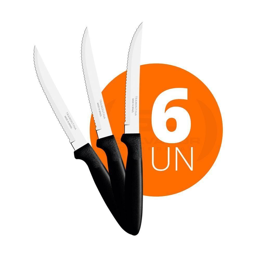 Kit - 6 Facas Para Churrasco Ipanema Com Lâmina Em Aço Inox 5 Pol Cabo Preto Fptop - Tramontina - 2