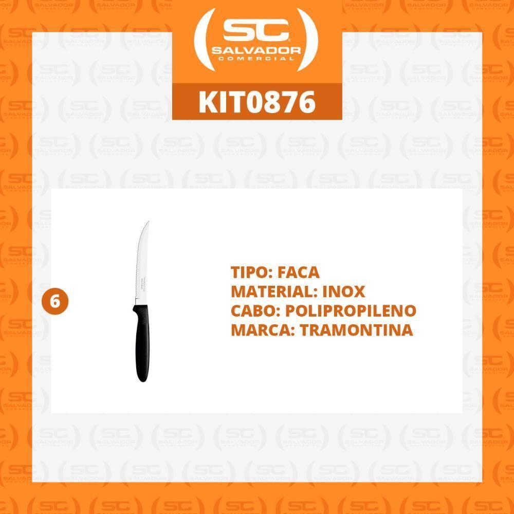 Kit - 6 Facas Para Churrasco Ipanema Com Lâmina Em Aço Inox 5 Pol Cabo Preto Fptop - Tramontina - 3