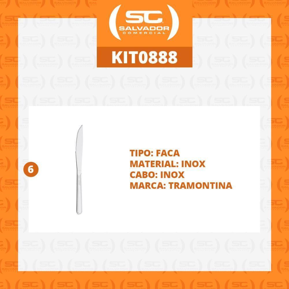 Kit - 6 Facas Para Churrasco Buzios Em Aço Inox 4 Pol Fibag - Tramontina - 2