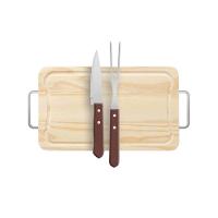 Kit Churrasco De Madeira Pinus Com Garfo E Faca - Stolf 35x21 - 1
