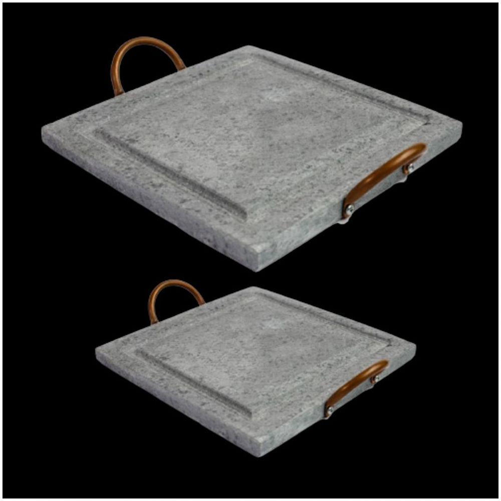 Kit Grelhas Para Carnes Servir Porção Pedra Sabão P E G - 1