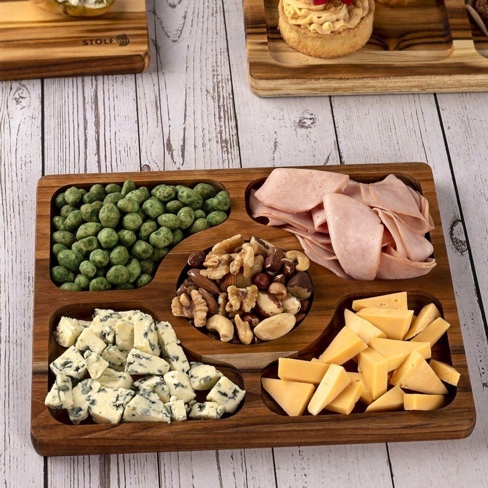 Petisqueira De Madeira Retangular Com 5 Divisões - Stolf - 2