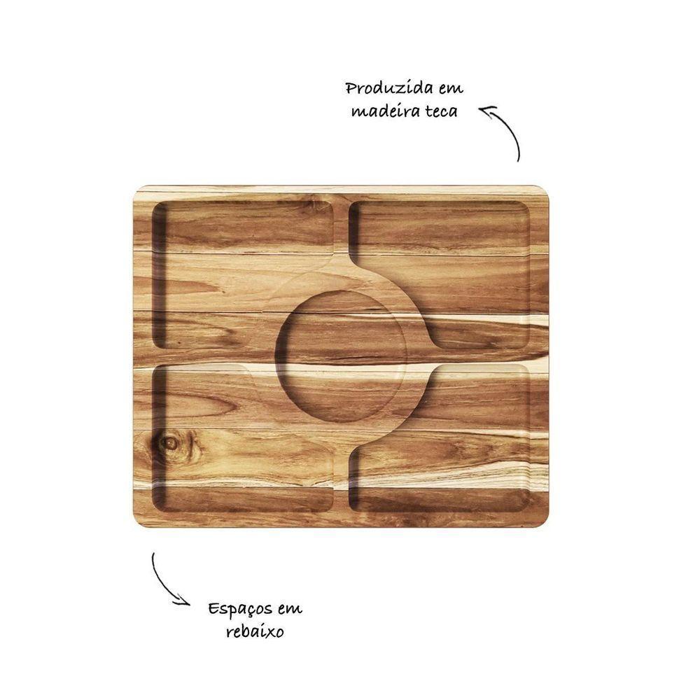 Petisqueira De Madeira Retangular Com 5 Divisões - Stolf - 3