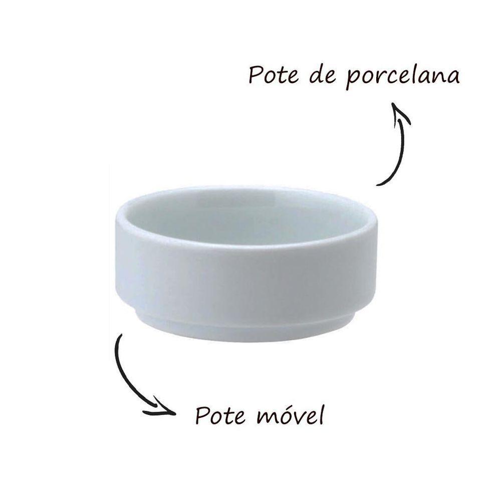 Petisqueira De Madeira Redonda Com 5 Divisões E Pote De Porcelana - Stolf - 4