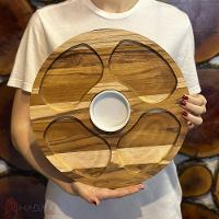 Petisqueira De Madeira Redonda Com 5 Divisões E Pote De Porcelana - Stolf - 2