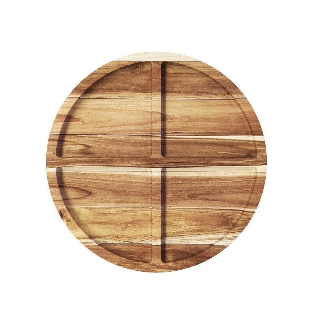 Petisqueira De Madeira Redonda Com 4 Divisões - Stolf - 1