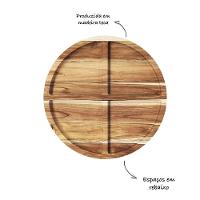 Petisqueira De Madeira Redonda Com 4 Divisões - Stolf - 2