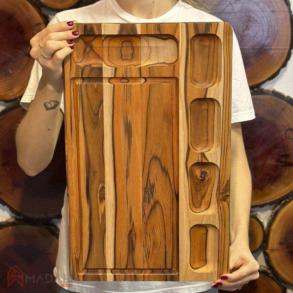 Petisqueira De Madeira E Tábua Retangular Com 6 Divisões - Stolf - 2