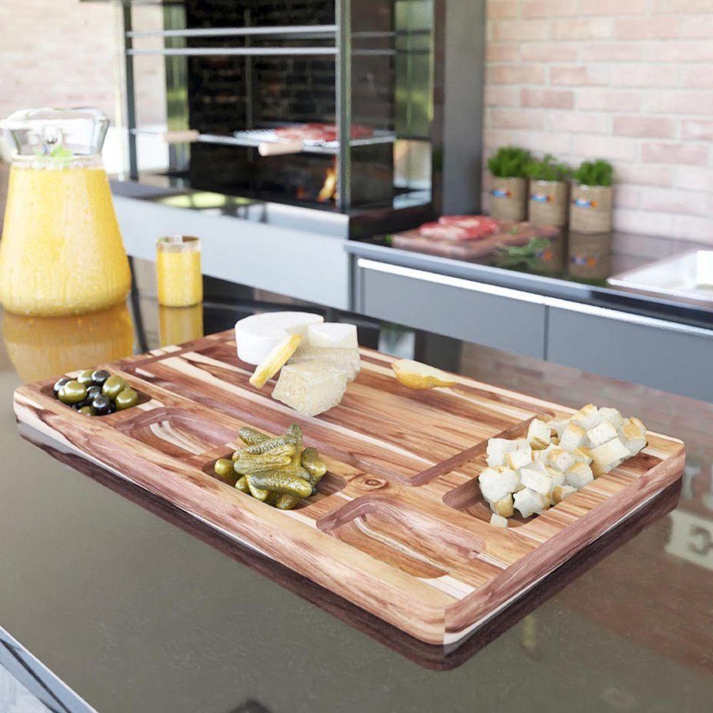 Petisqueira De Madeira E Tábua Retangular Com 6 Divisões - Stolf - 4