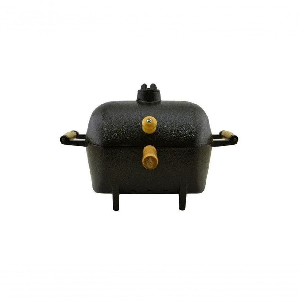 Mini Churrasqueira A Bafo Alumínio Fundido Craqueada Dourada. - 1