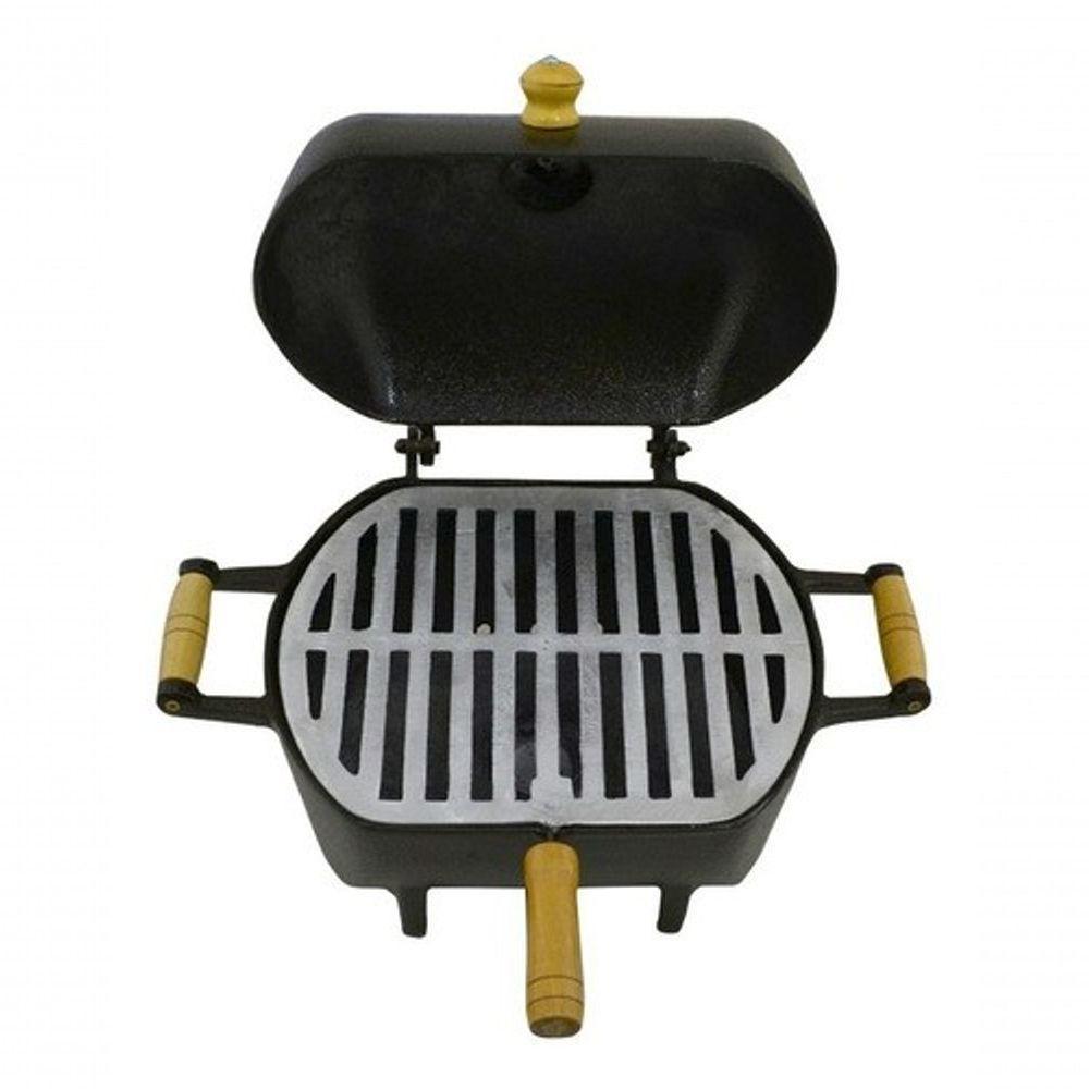 Mini Churrasqueira A Bafo Alumínio Fundido Craqueada Dourada. - 2