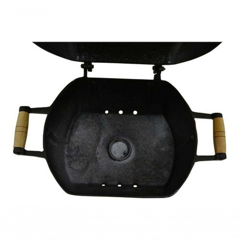 Mini Churrasqueira A Bafo Alumínio Fundido Craqueada Dourada. - 4