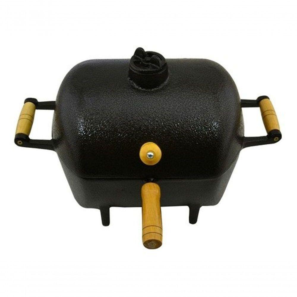 Mini Churrasqueira A Bafo Alumínio Fundido Craqueada Dourada. - 5