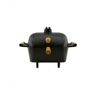 Mini Churrasqueira A Bafo Alumínio Fundido Craqueada Dourada. - 1