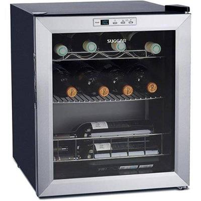 Adega Suggar Lyon Digital 13 Garrafas Porta Única Preto Inox com Luz LED 220V