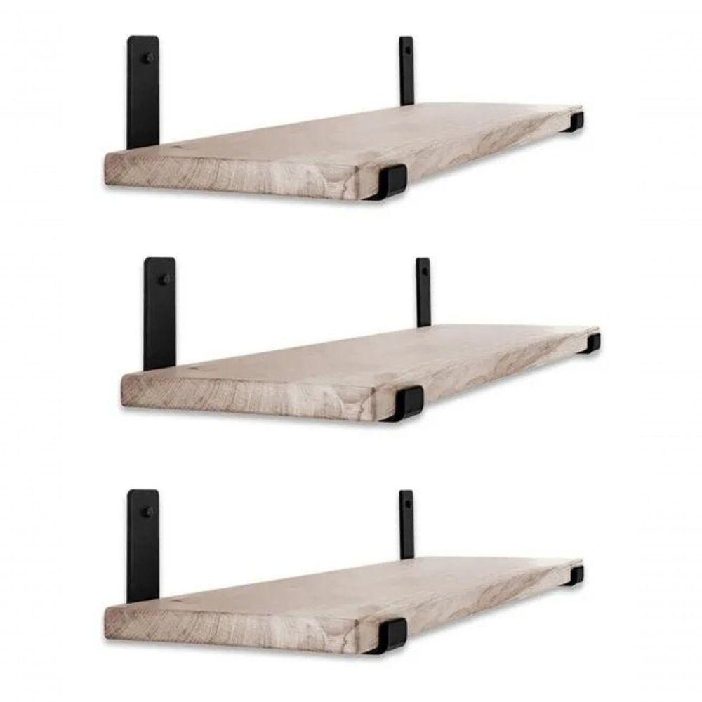 Estante Suspensa Com Par De Mão Francesa 60x50x20cm Preta Para Lavabos - 1