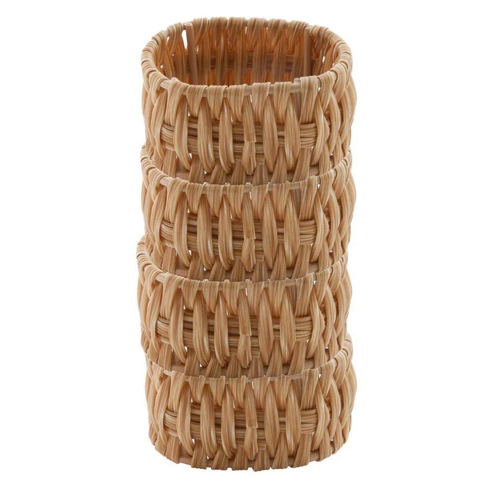 Jogo De Anéis Para Guardanapo Claro Em Rattan 4 Peças - 2