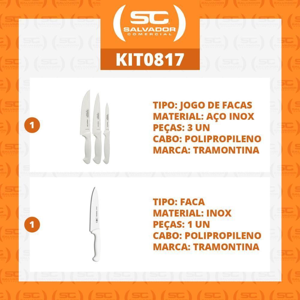 Kit - Faqueiro Premium 3 Peças + 1 Faca De Carne Profissional 10 Pol - Tramontina - 2