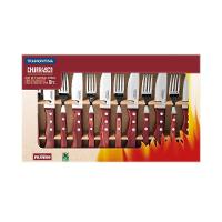 Jogo De Talheres Para Churrasco Jumbo Em Aço Inox Com Cabo Vermelho Polywood 12 Peças - Tramontina - 6