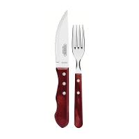 Jogo De Talheres Para Churrasco Jumbo Em Aço Inox Com Cabo Vermelho Polywood 12 Peças - Tramontina - 7