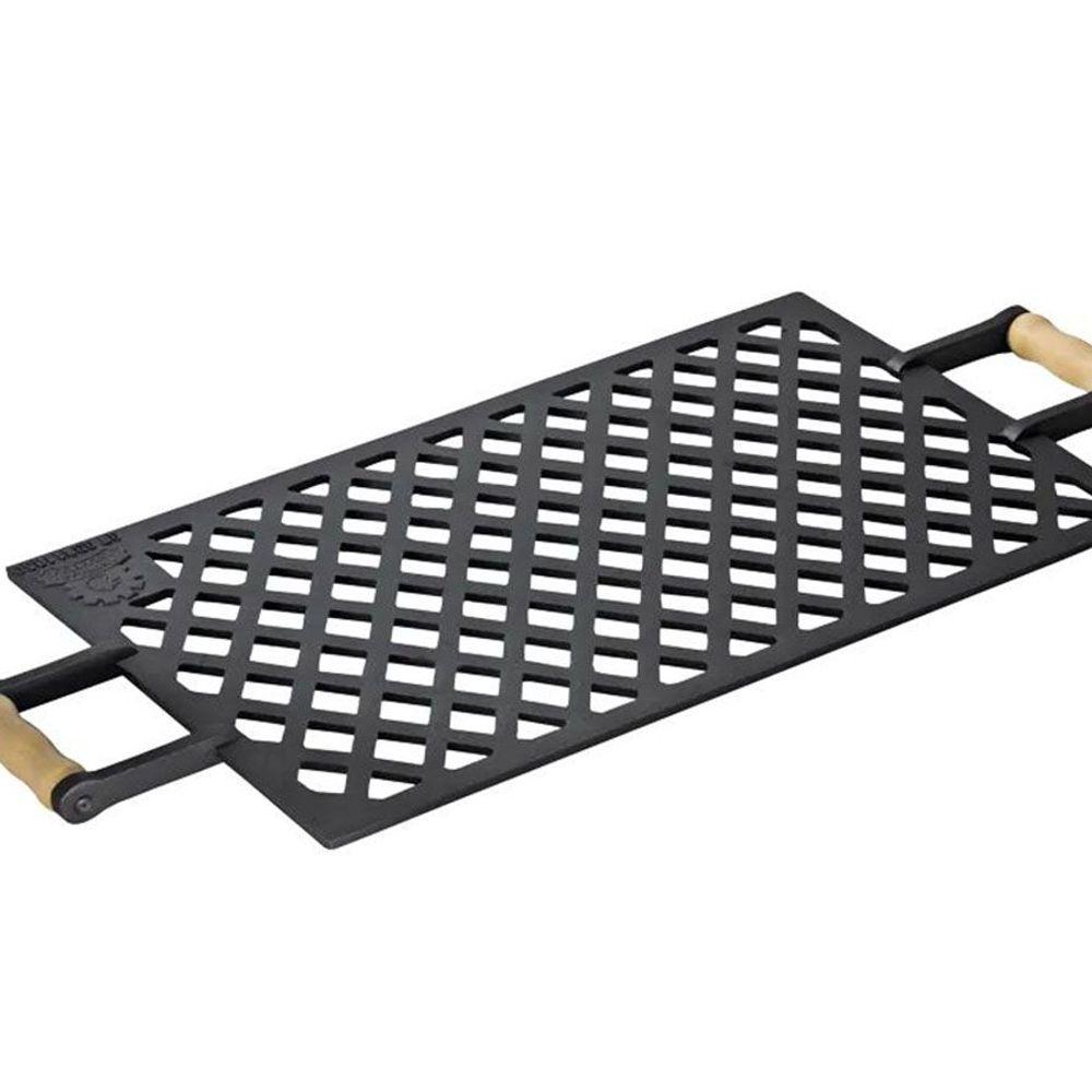 Grelha Vazada em Ferro Fundido com Alça Madeira 29x48cm - 1