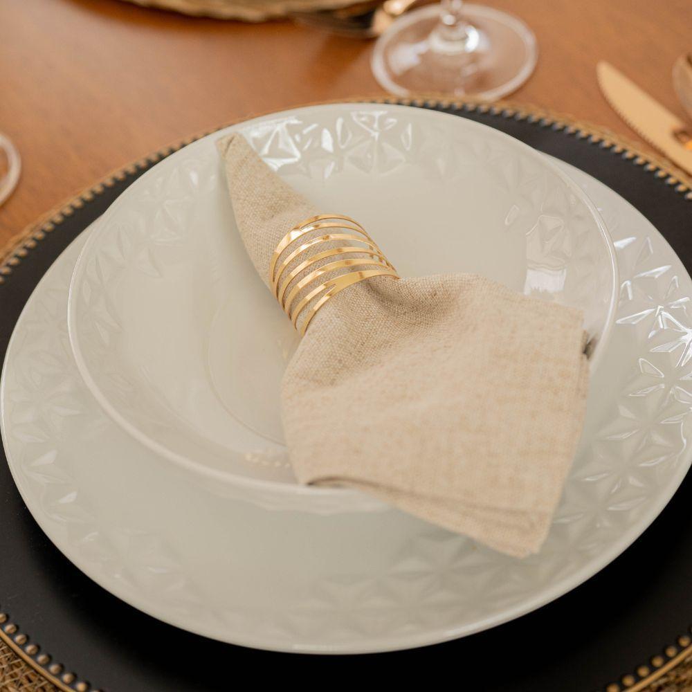 Jogo De Porta Guardanapos Em Aço Curves Dourado Com 4 Peças - 3