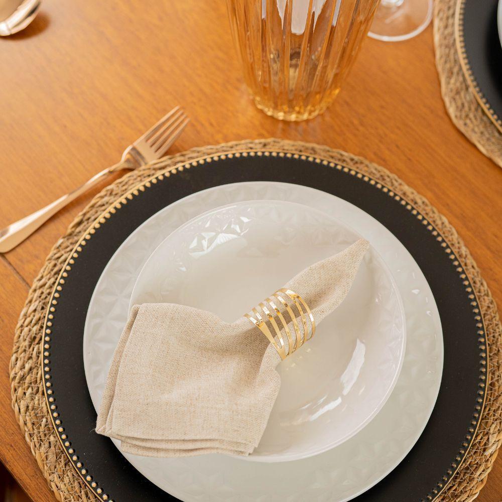 Jogo De Porta Guardanapos Em Aço Curves Dourado Com 4 Peças - 4