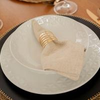 Jogo De Porta Guardanapos Em Aço Curves Dourado Com 4 Peças - 3