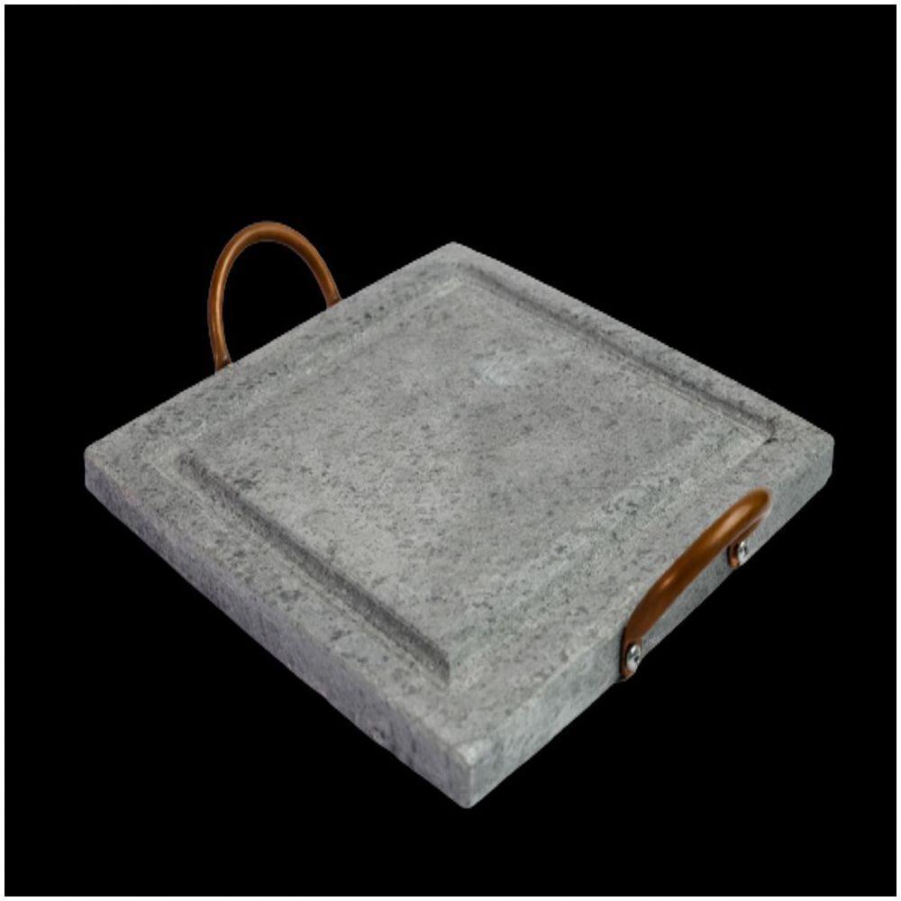 Grelha Para Carnes Servir Porção Em Pedra Sabão G 25X25Cm - 1