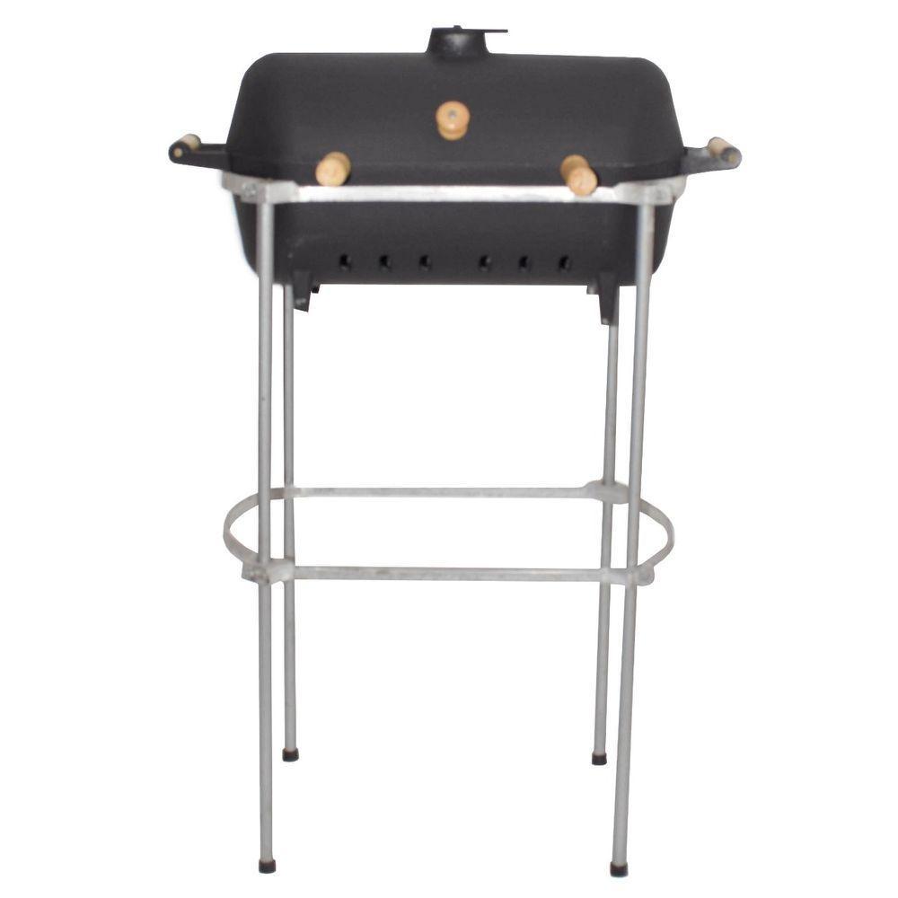 Churrasqueira Alumínio Fundido A Bafo Preta Pé E Suporte. - 4