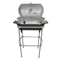 Churrasqueira Alumínio Fundido A Bafo Preta Pé E Suporte. - 1
