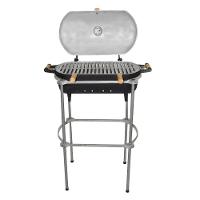 Churrasqueira Alumínio Fundido A Bafo Preta Pé E Suporte. - 3