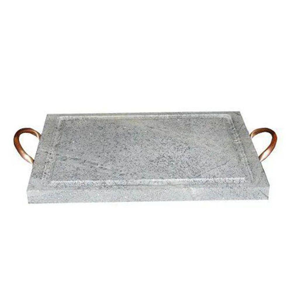 Grelha Retangular Pedra Sabão com Alça de Cobre 20x30 Cm - 1