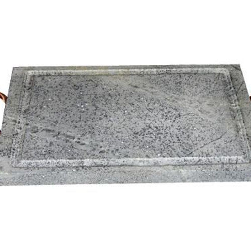 Grelha Retangular Pedra Sabão com Alça de Cobre 20x30 Cm - 2