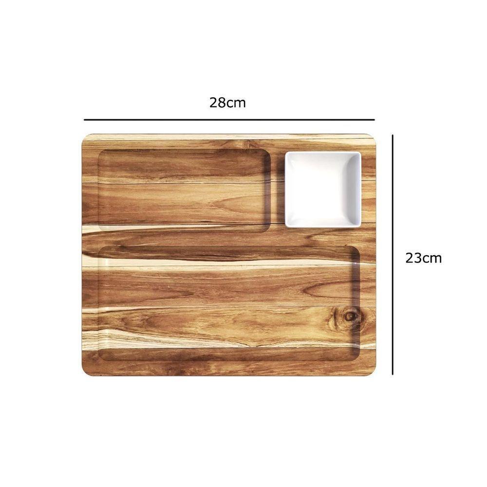 Petisqueira Teca Com 2 Divisões E 1 Pote - Stolf - 2